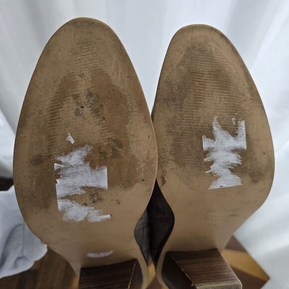 Nine West Mayley Block Heels Ankle Chelsea Boots Sz 8.5 Womens Stone Gray Taupe - Picture 13 of 16